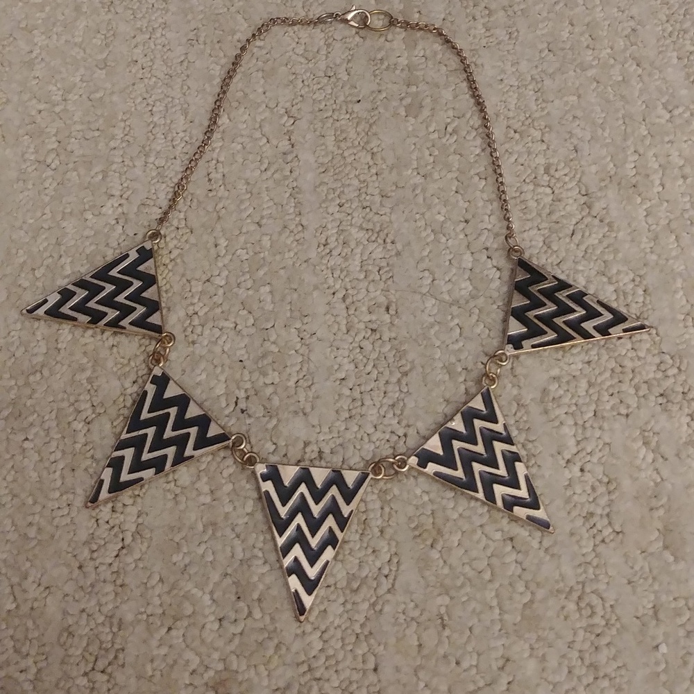 Gold tone and Black Statement Necklace